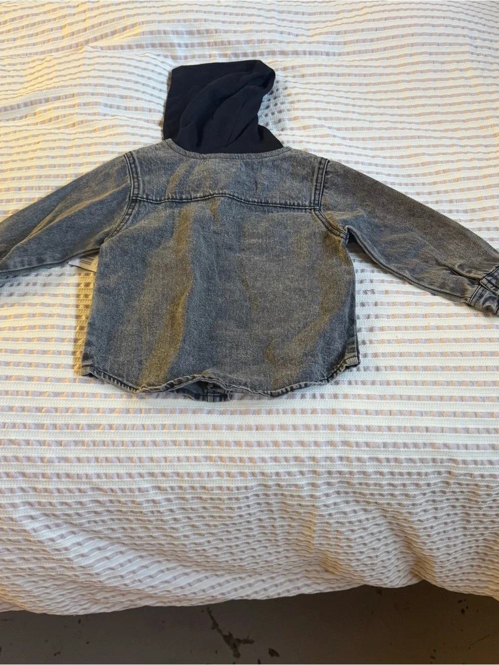 Volcom Kids Hooded Jean Jacket in Gray Wash with Black Hood